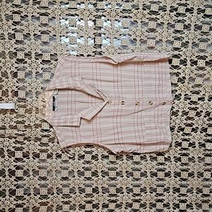 Vintage Silk Exchange Button-Up Plaid 100% Silk Vest with Collar